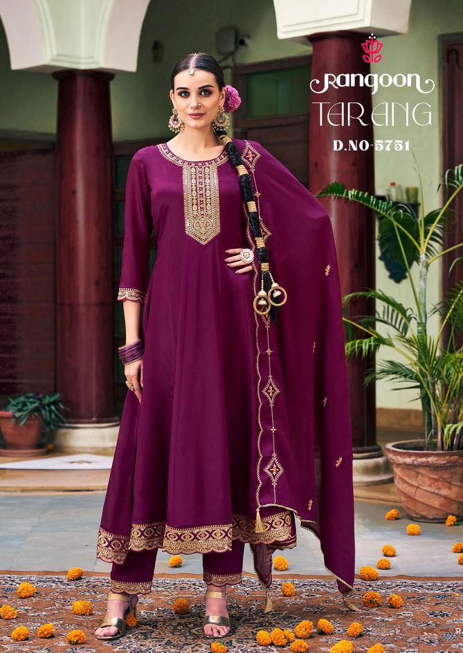 Tarang By Rangoon Chinon Silk Readymade Suits Wholesalers In Delhi